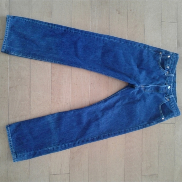 Levis 501 Regular Straight Denim Jeans Mens W 30 L 30 Dark Blue Red Tab - Picture 2 of 7